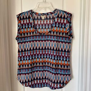 J. Crew Multicolor Geometric Sleeveless Top